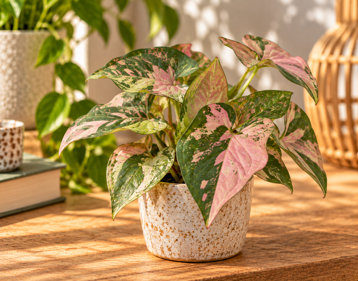 🌸 Syngonium ‘Pink Splash’ – Roze spatplant