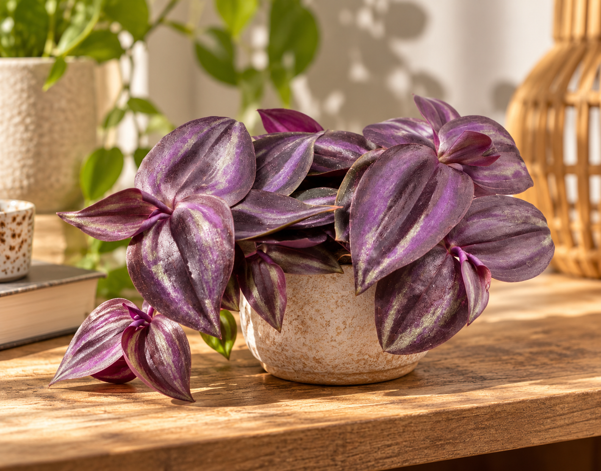 💜 Tradescantia ‘Purple Joy’ – Paarse kamerplant met roze tinten