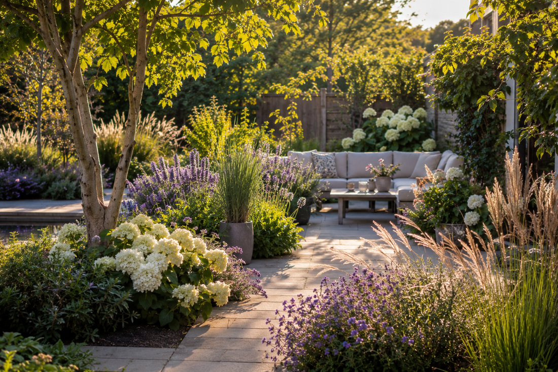 🌿 Een Middelgrote Tuin Inrichten – Rust, Sfeer en Groen in Balans
