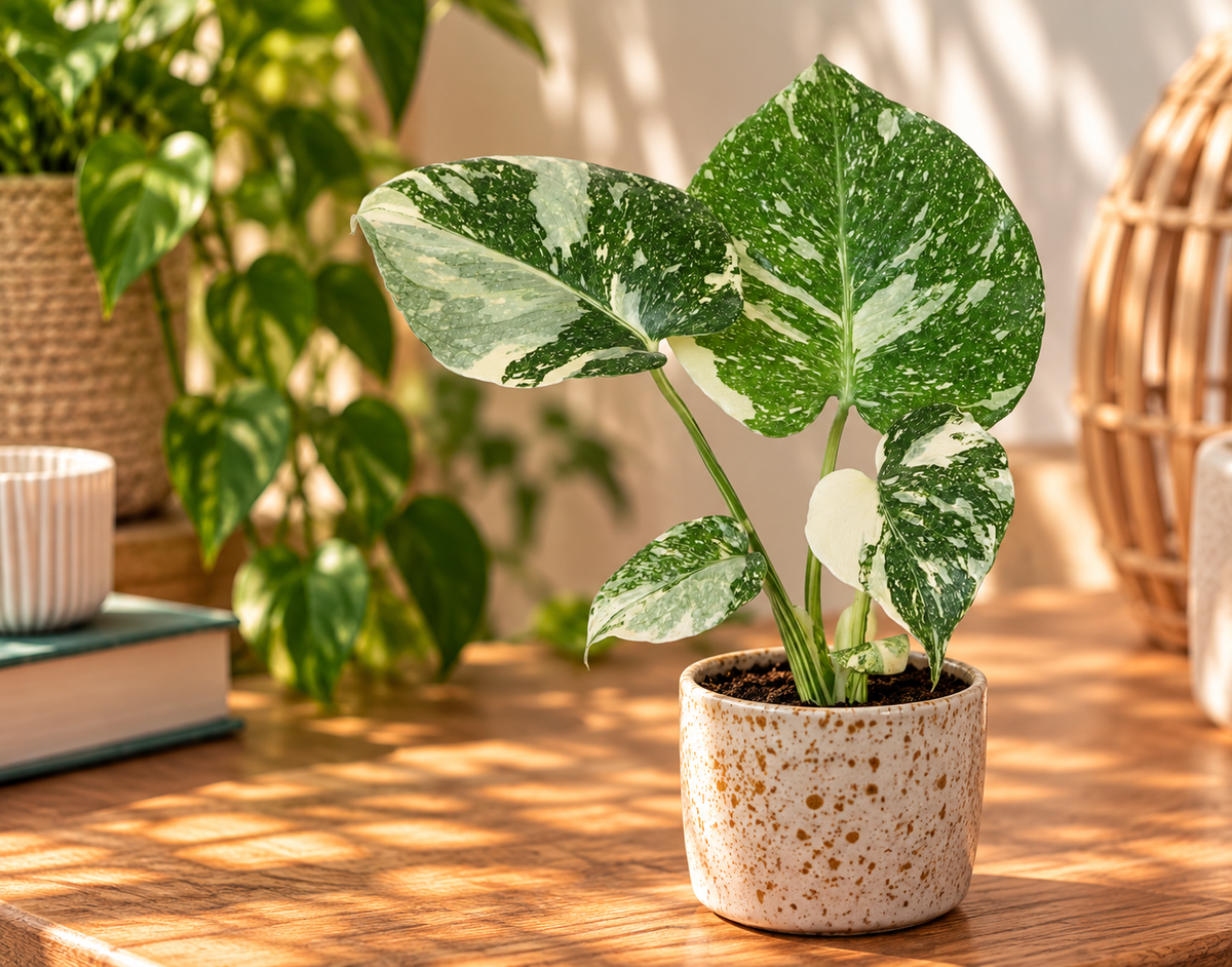 🌿 Monstera deliciosa ‘Thai Constellation’ – Groen-witte bonte kamerplant