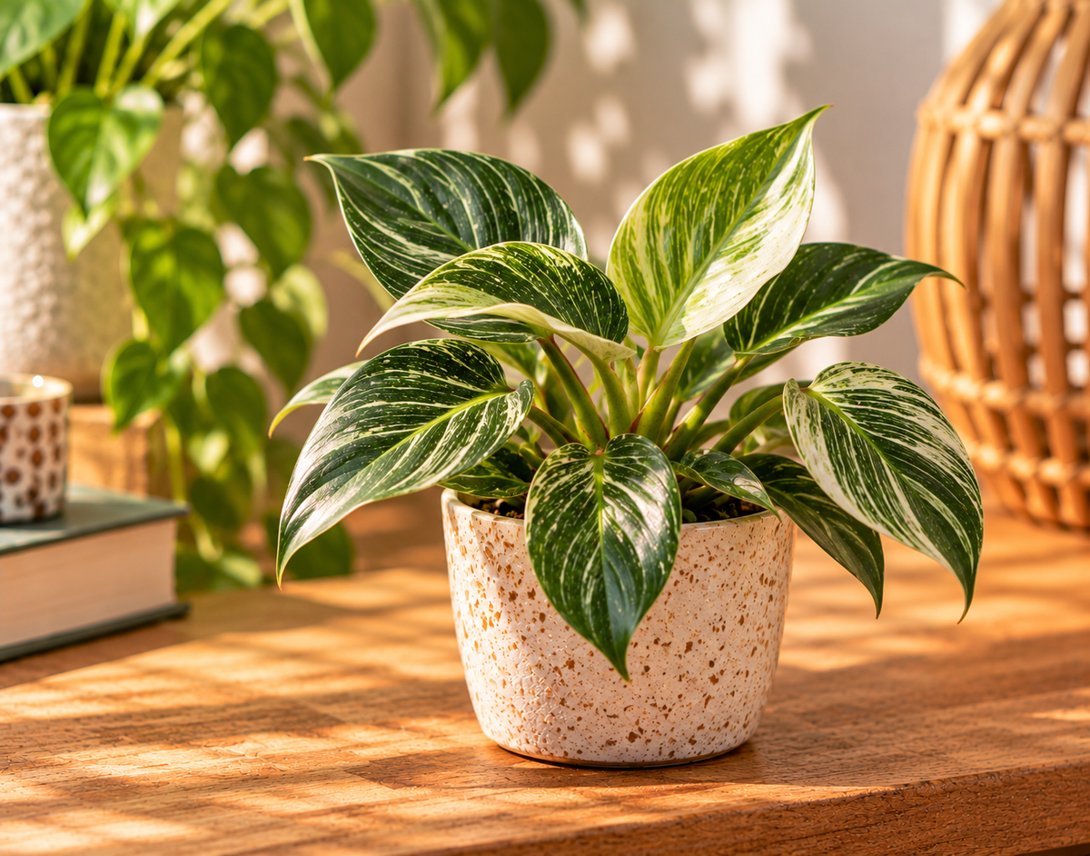 🌿 Philodendron ‘White Measure’ – Groen-wit gestreepte kamerplant