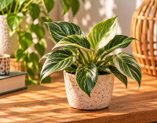 🌿 Philodendron ‘White Measure’ – Groen-wit gestreepte kamerplant
