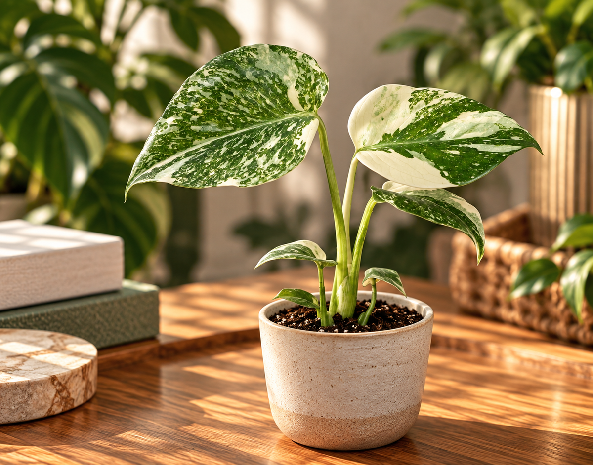 🤍 Monstera deliciosa ‘Crème Brûlée’ – Exclusieve bonte Monstera