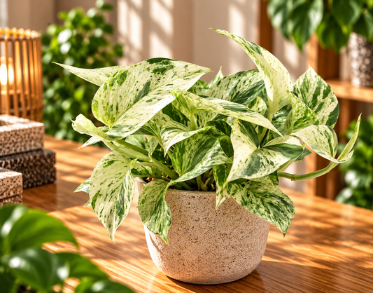 🤍 Epipremnum ‘Snow Leopard’ – Crème-wit bonte kamerplant