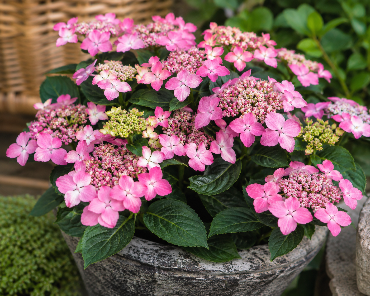 🌸 Hydrangea serrata ‘Pink Petticoat’ – Compacte Hortensia Roze