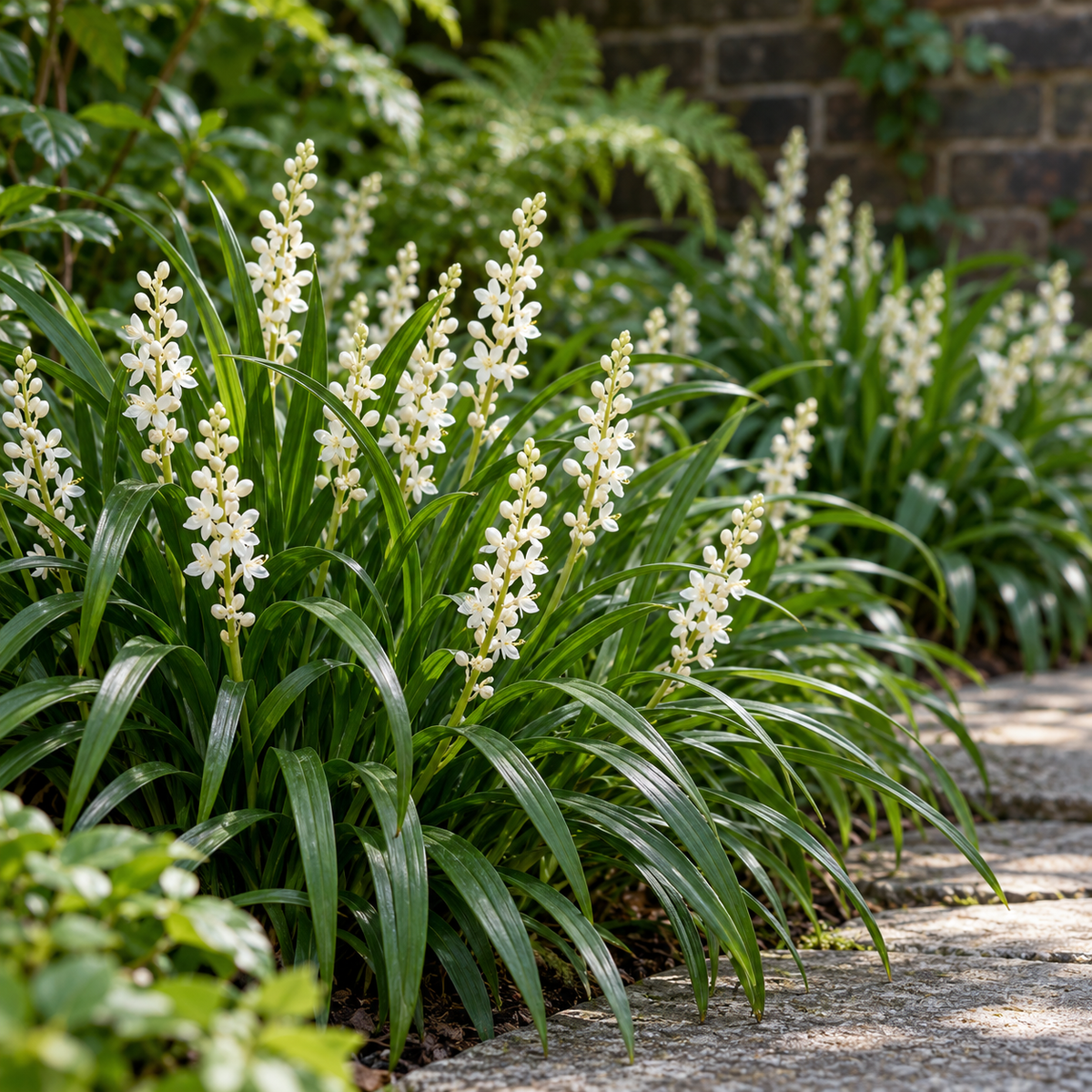 🌿 Liriope muscari 'Monroe White' | Leliegras (48 Stuks)