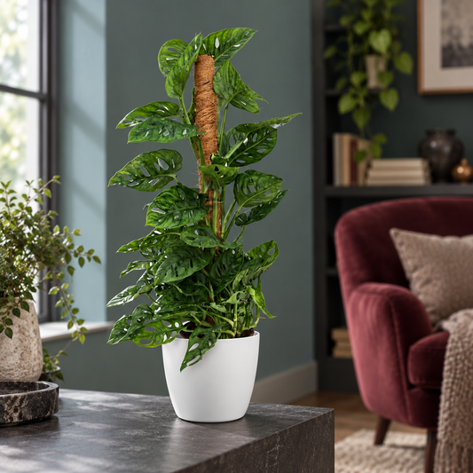 🌿 Monstera adansonii ‘Monkey Mask’ | Gatenplant met Mosstok & Witte Pot