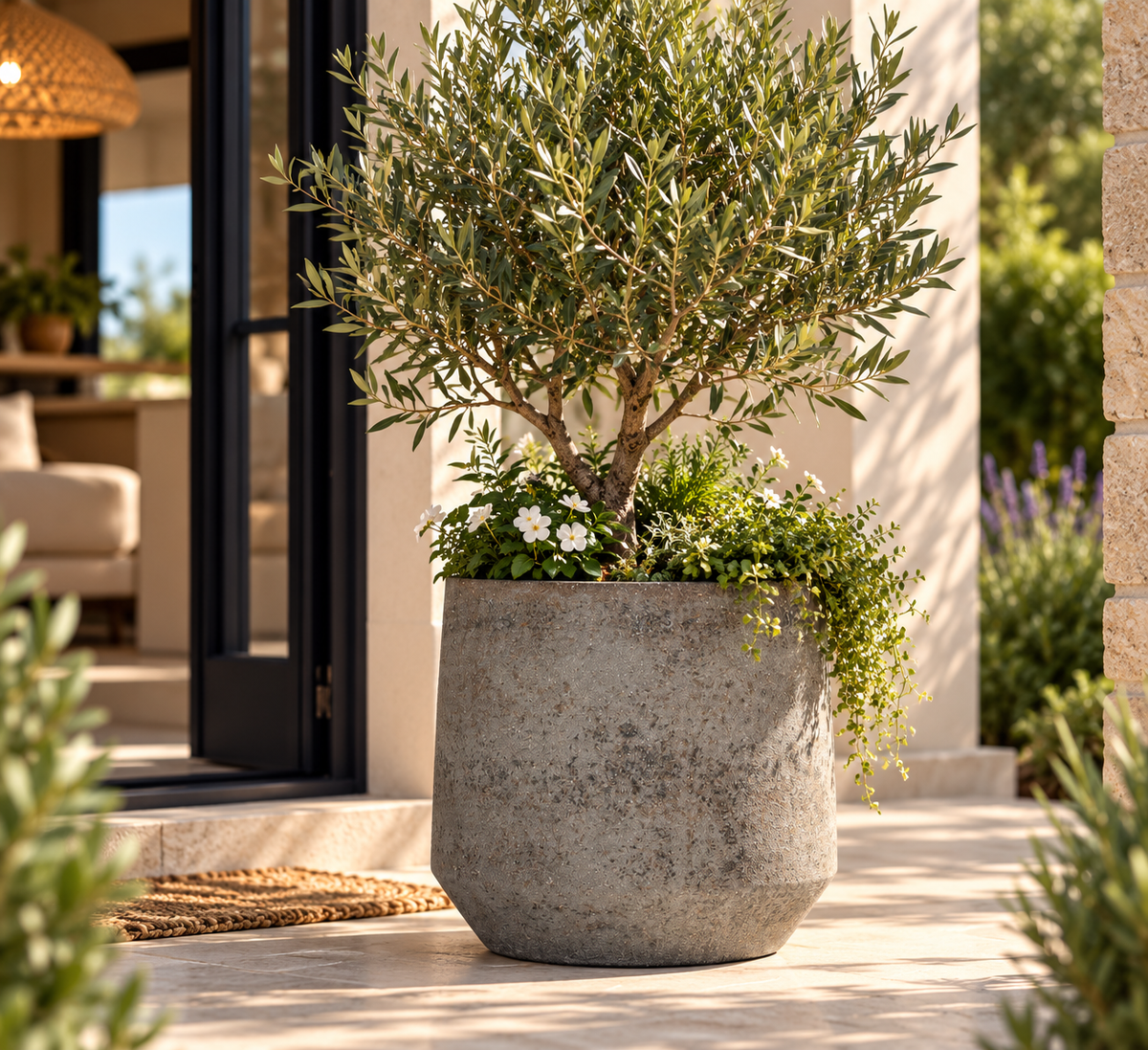 🪨 Pot Harith M Diorite Grey – D42 × H38 cm