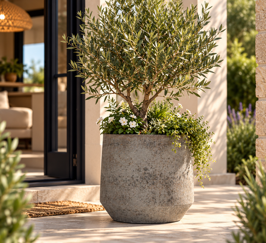 🪨 Pot Harith M Diorite Grey – D42 × H38 cm