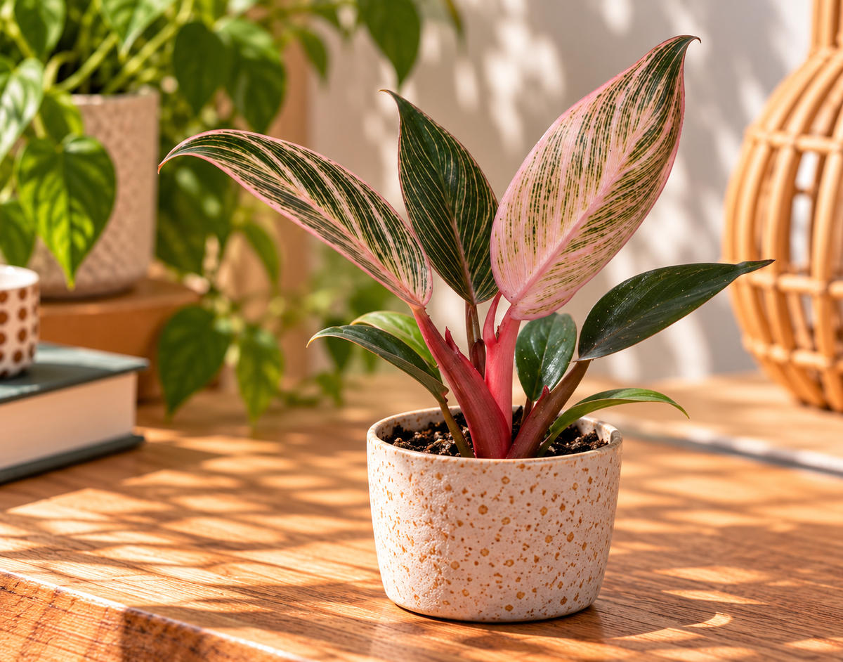 🌸 Philodendron ‘Pink Bikini’ – Roze gestreepte kamerplant