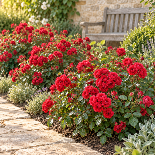 🌹 Rosa 'Rote The Fairy' | Compacte Rode Rozen voor Tuin & Balkon (3 stuks)