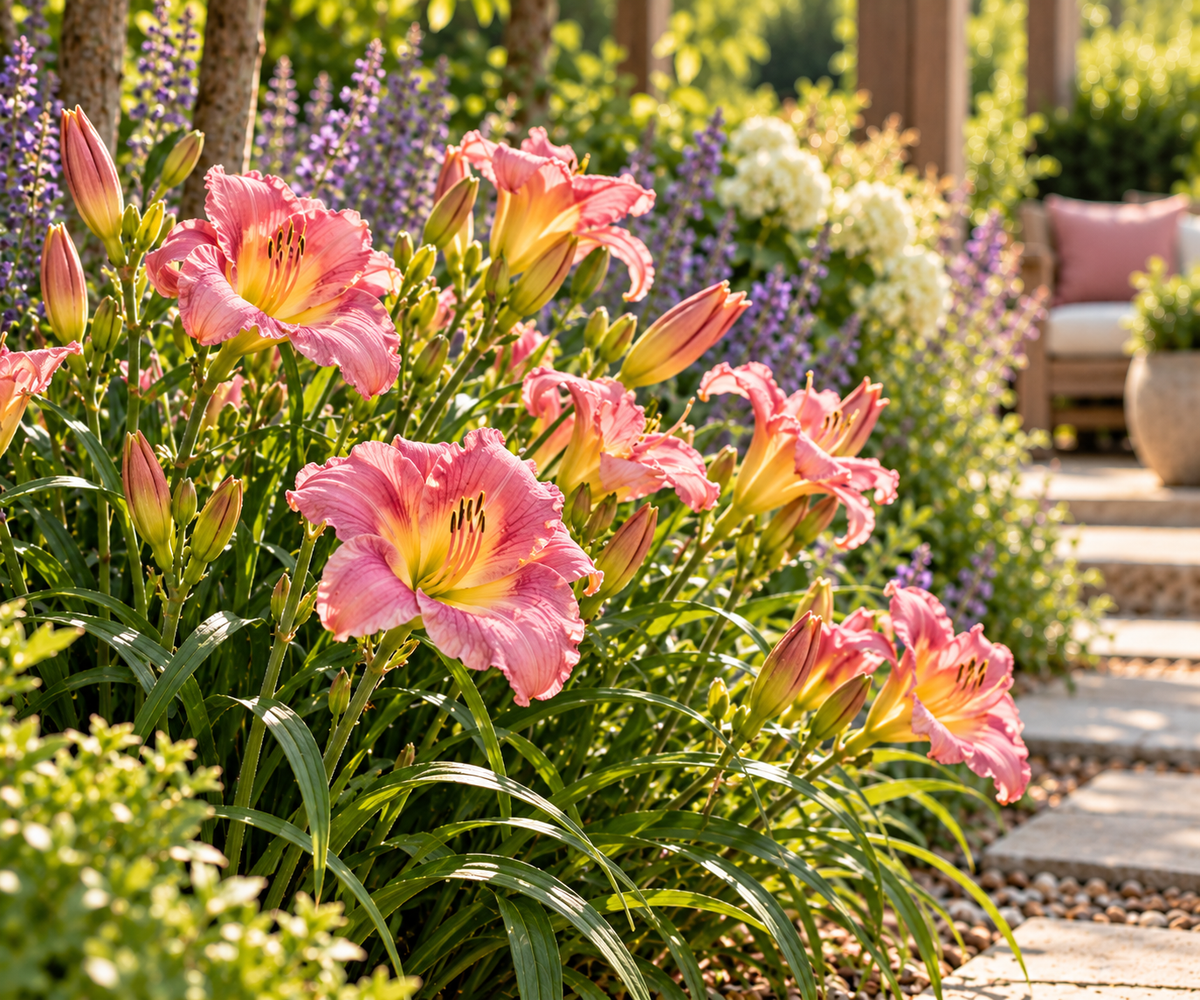 🌿 Hemerocallis 'Pink Damask' – Roze Daglelie | 3 stuks