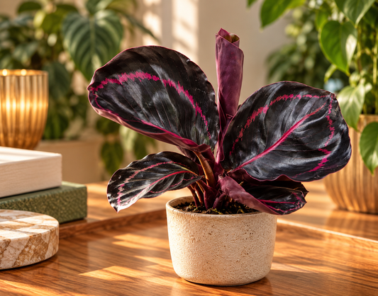💗 Calathea ‘Dottie’® – Pauwenplant met roze bladtekening
