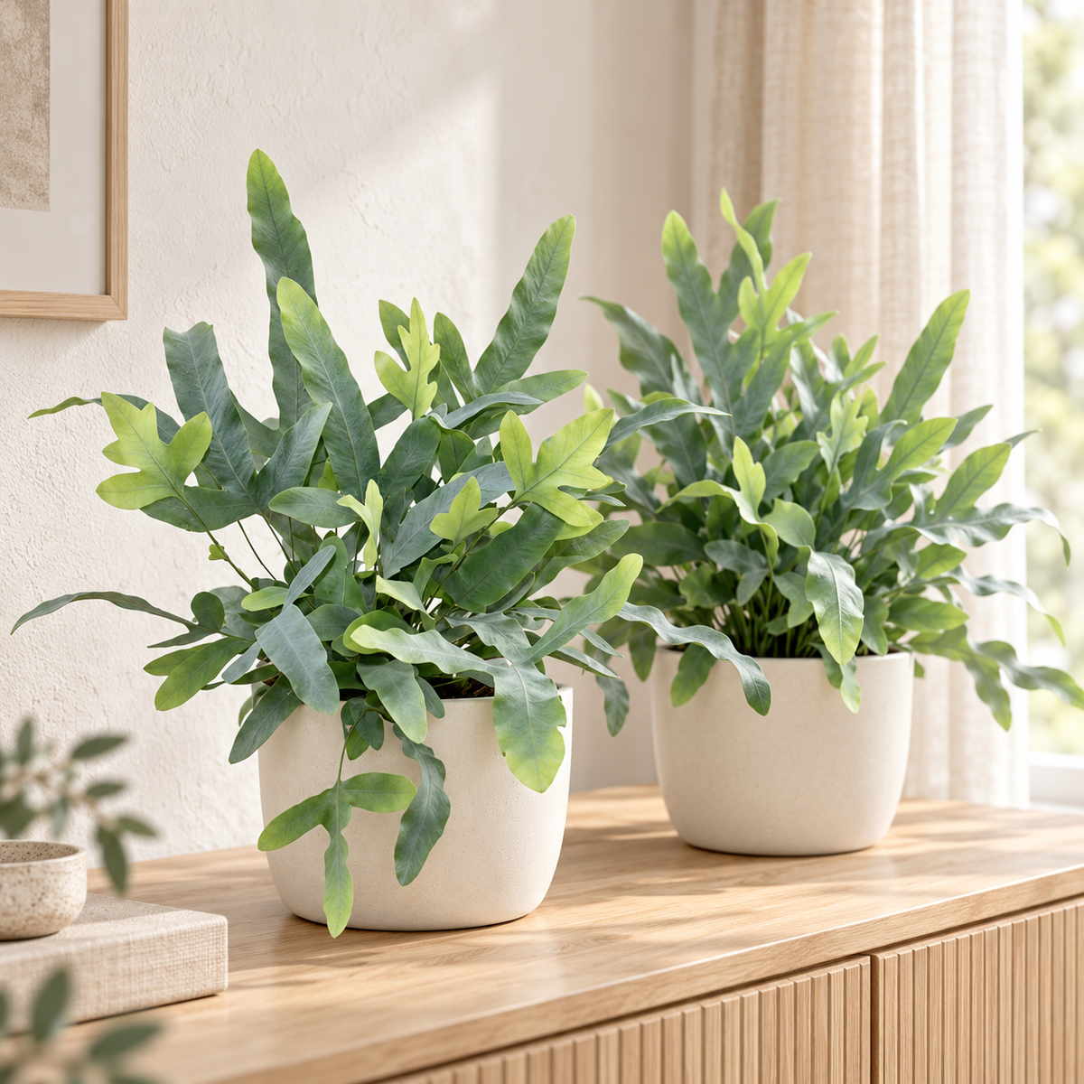 🌿 Phlebodium Blue Star | Diervriendelijke Blauwe Varen met Witte Pot (2 stuks)