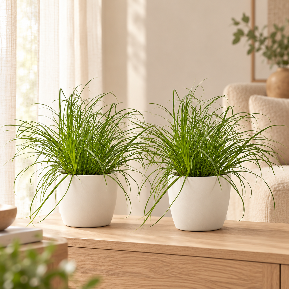 🌿 Cyperus Zumula | Diervriendelijk Kattengras met Witte Pot (2 stuks)
