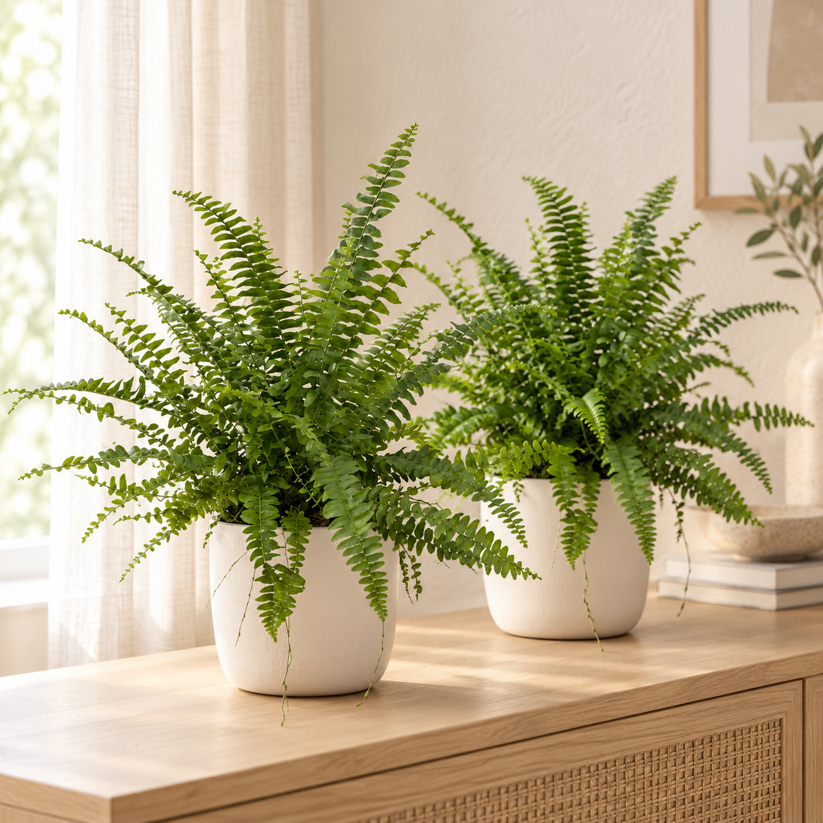 🌿 Nephrolepis Green Lady | Diervriendelijke Varen met Witte Pot (2 stuks)
