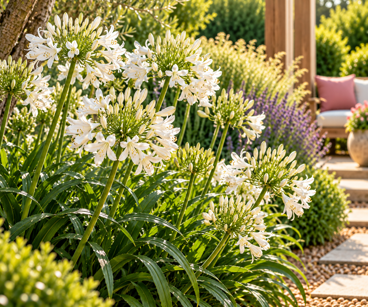 🌿 Agapanthus africanus 'Albus' – Witte Afrikaanse Lelie | 3 stuks