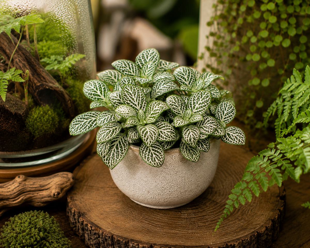 🌿 Fittonia ‘White Tiger’ – Mozaïekplant
