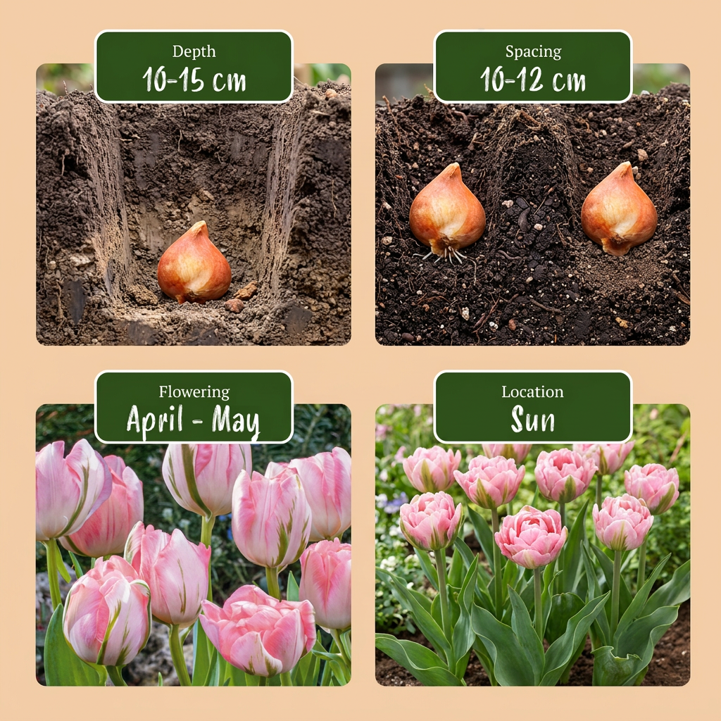 🌷 Tulipa Double Pink – Dubbele roze tulp | (24 stuks)
