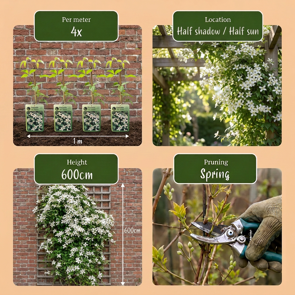 🤍 Clematis montana ‘Wilsonii’ – Bergclematis – Witte klimplant