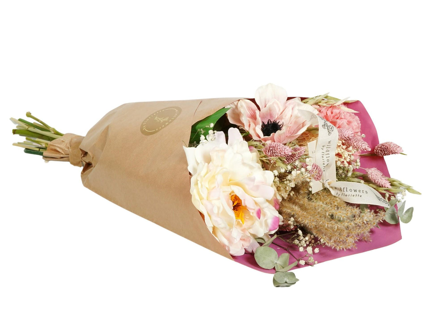 Droogbloemen & Zijde – Peony Love (4 Stuks)