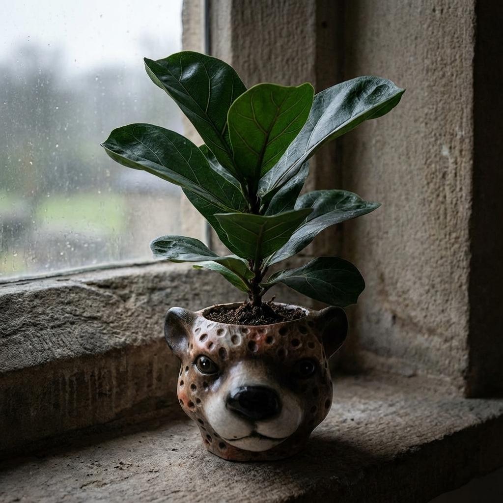 🌿 Planter Luipaard Bruin – Keramische Bloempot Ø 12 cm