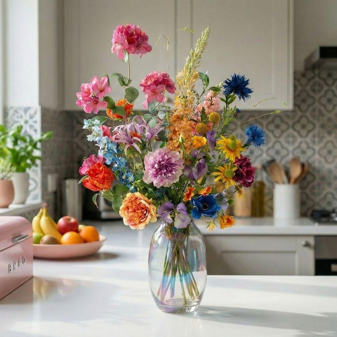 🌸 Summer Garden Deluxe – Real Touch Kunstboeket (100 cm)