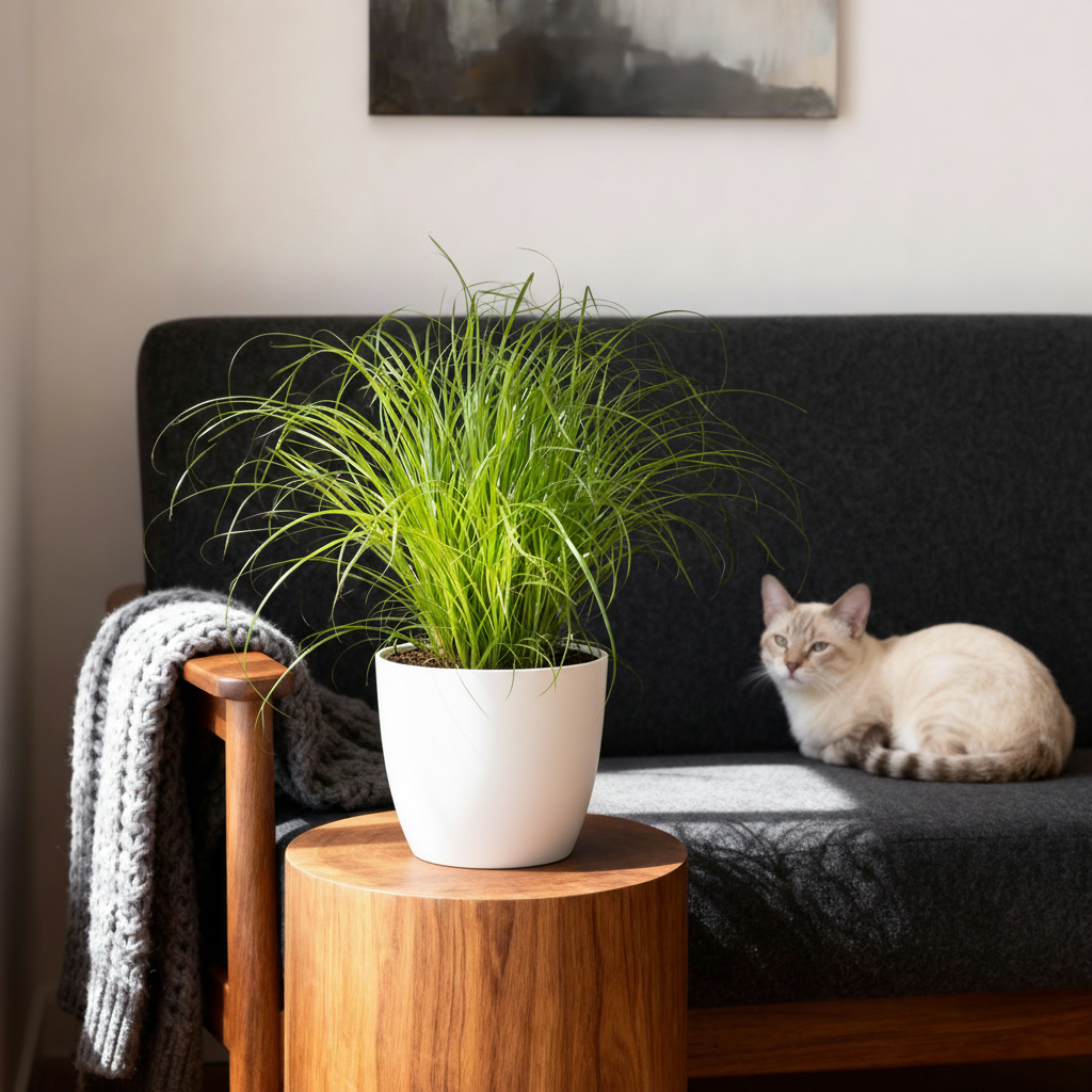 🌿 Cyperus Zumula | Diervriendelijk Kattengras met Witte Pot (2 stuks)