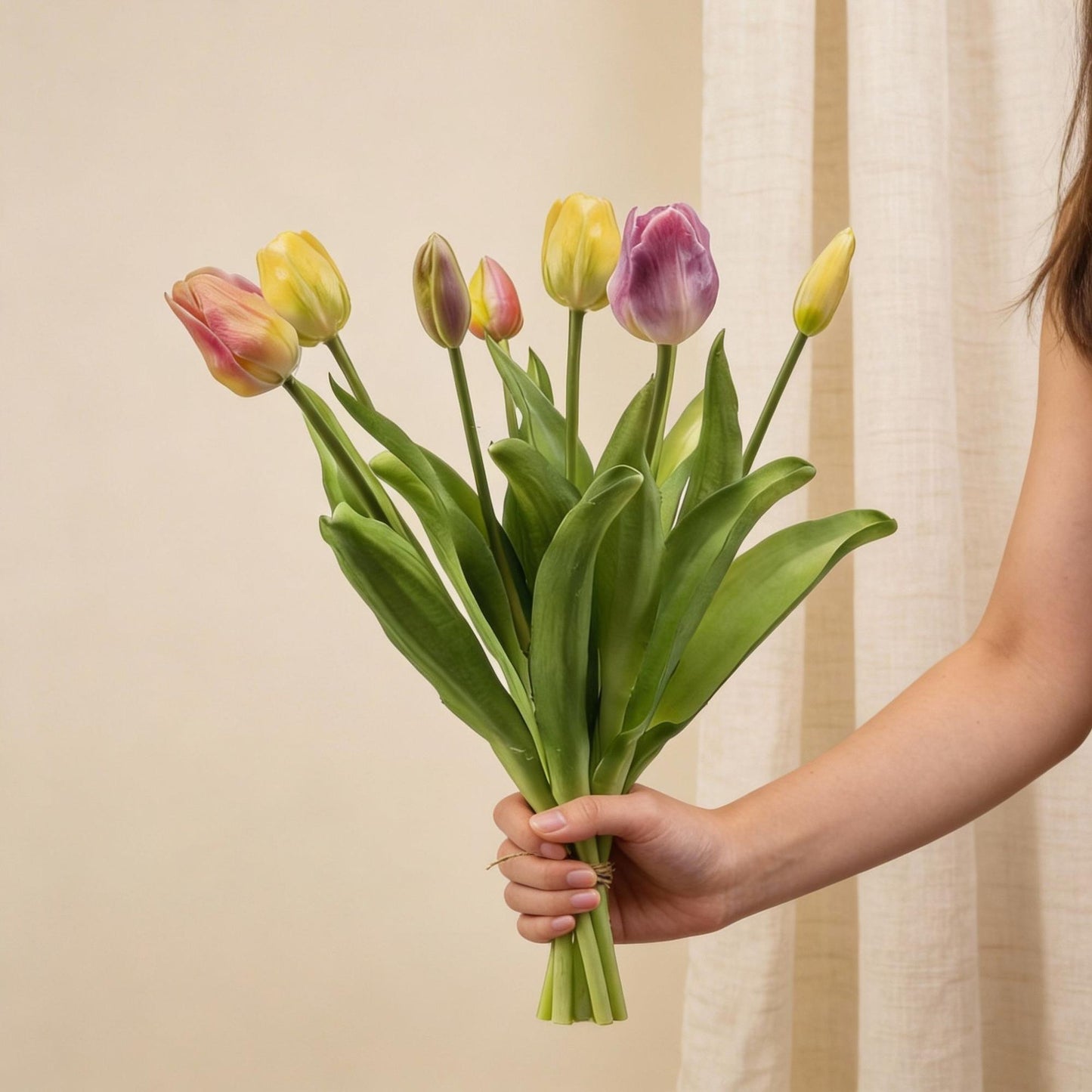 🌷 Zachte Lente – Real Touch Kunsttulpen (42 cm)