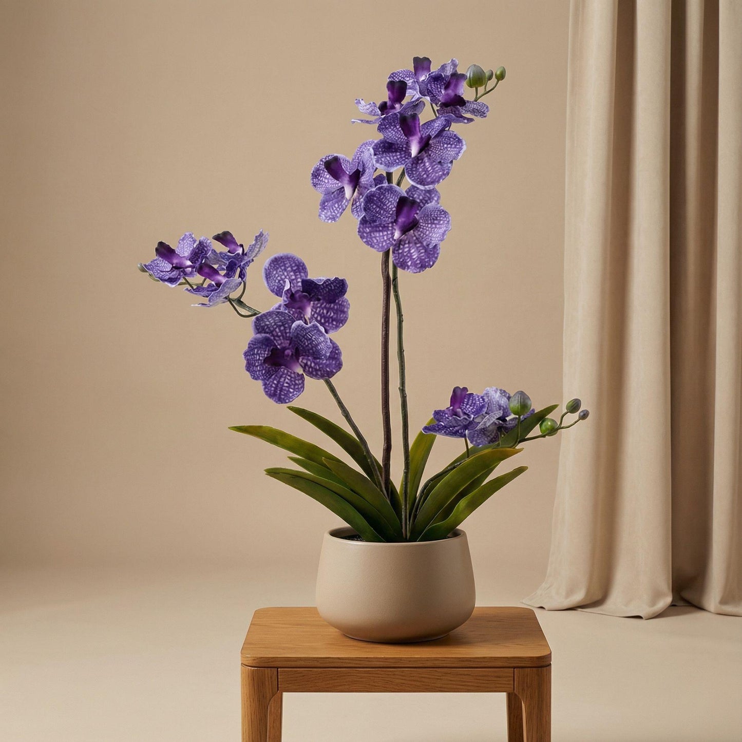 🌸 Vanda Orchidee – Kunstplant in Pot (60 cm, Paars)