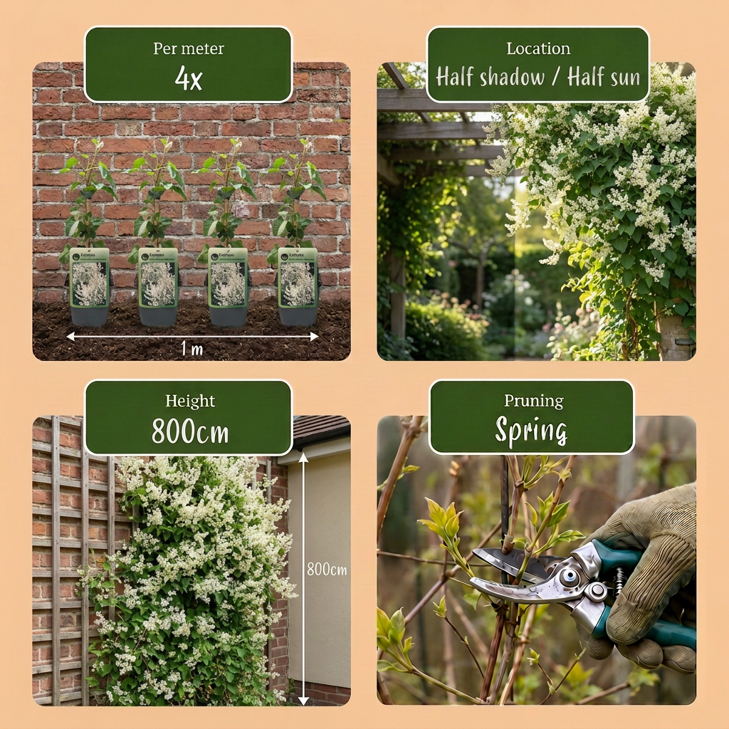 🤍 Fallopia aubertii – Bruidssluierplant – Witte klimplant