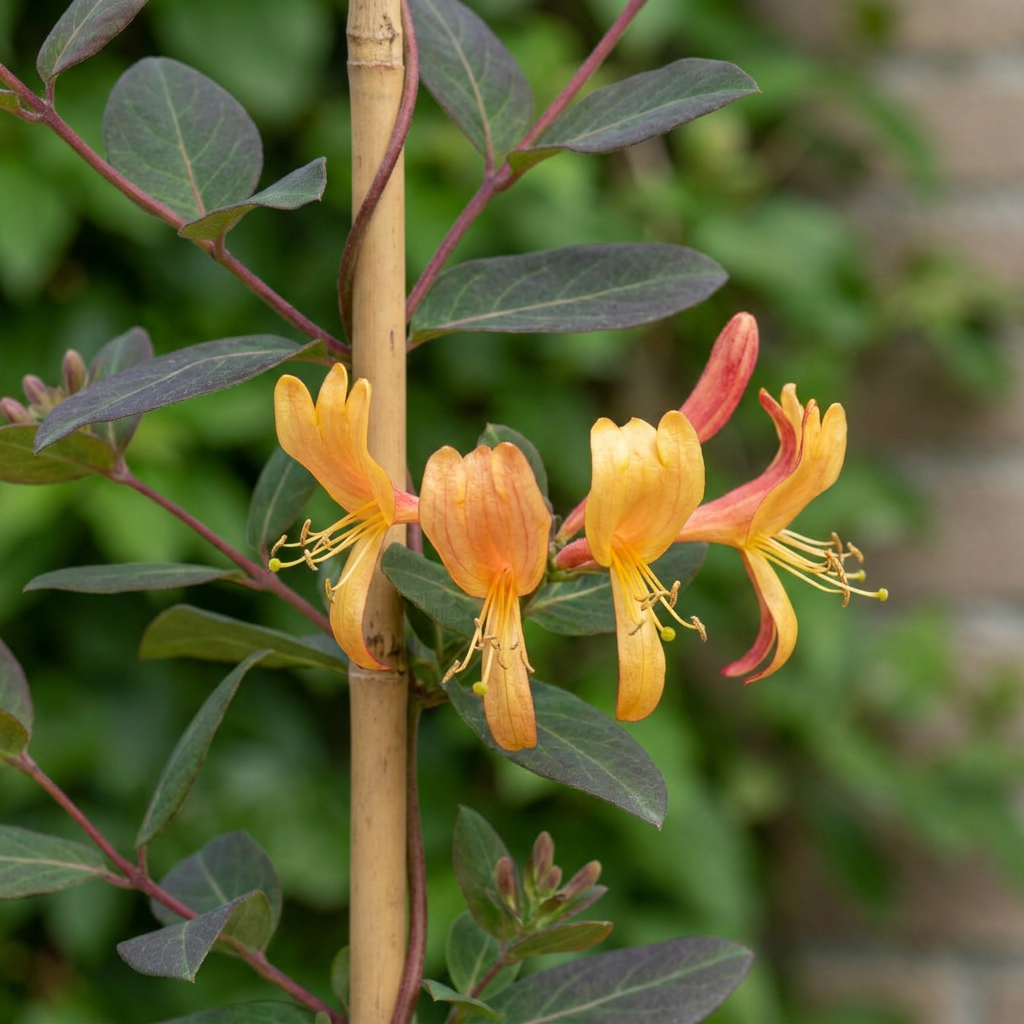 🧡 Lonicera × tellmanniana – Tellmann-kamperfoelie – Oranjegele klimplant