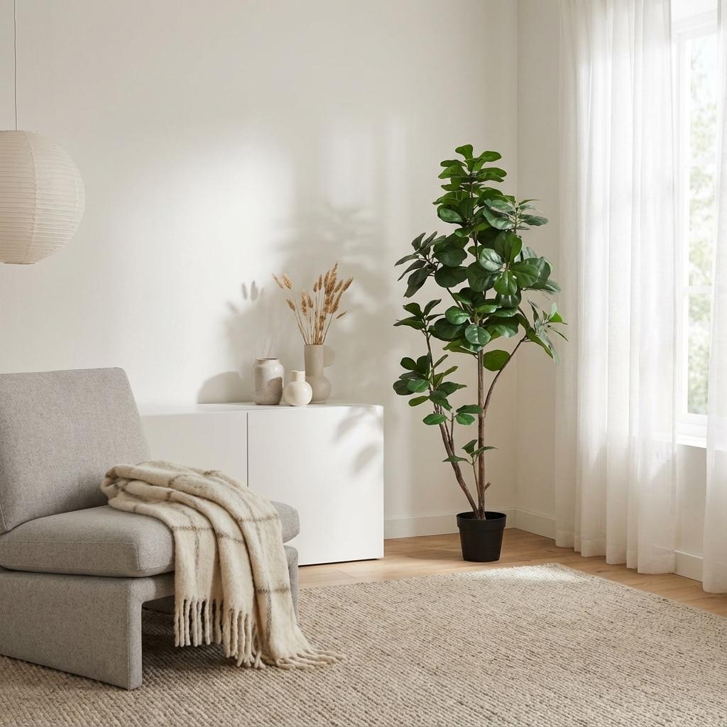 🌿 Kunst Ficus Lyrata Vertakt – Decoratieve Kunstboom