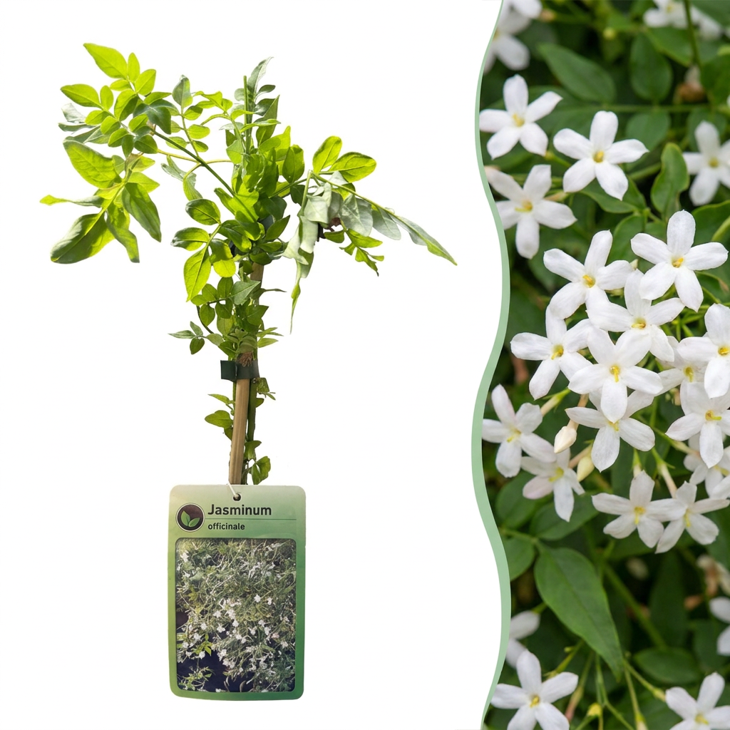 🤍 Jasminum officinale – Echte jasmijn – Witte geurende klimplant