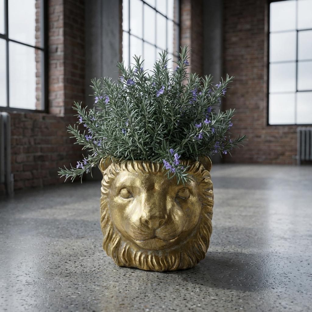 🌿 Planter Leeuw Goud – Keramische Bloempot Ø 11/13 cm