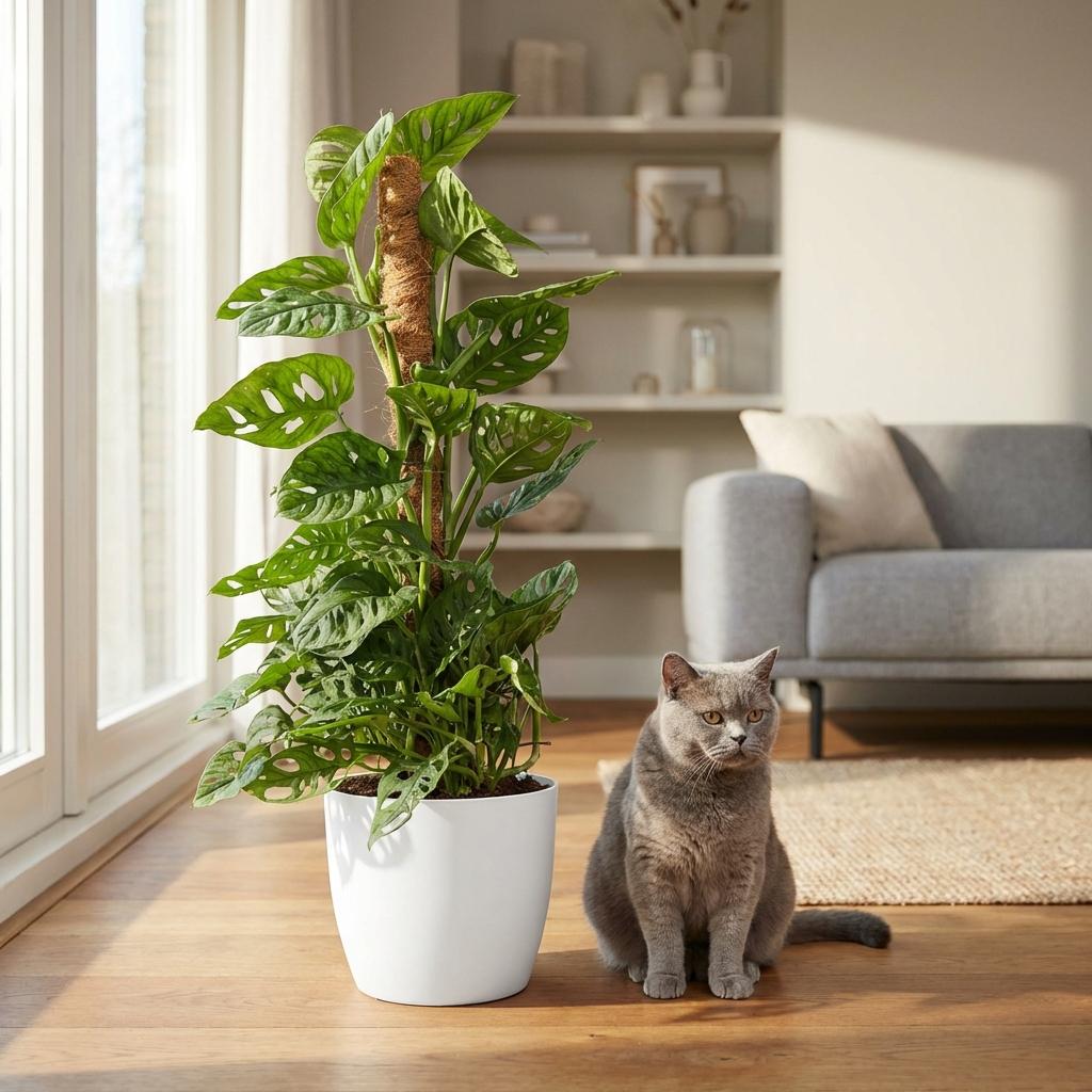 🌿 Monstera adansonii ‘Monkey Mask’ | Gatenplant met Mosstok & Witte Pot