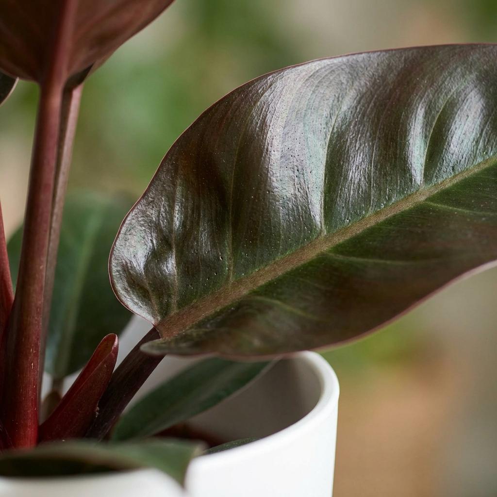 🌿 Philodendron ‘Imperial Red’ | Rode Blikvanger met Witte Pot