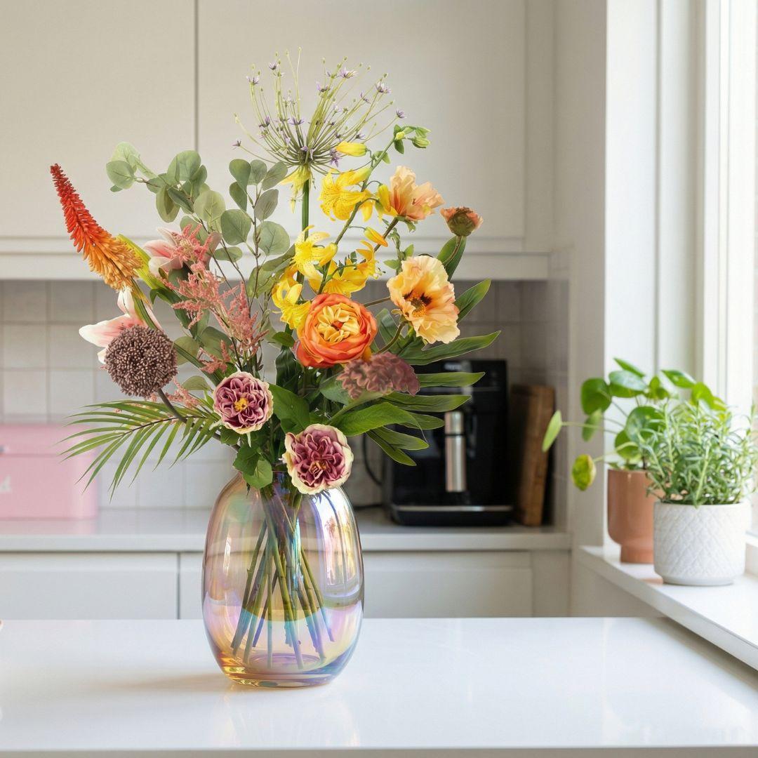 🌸 Amber Peach Deluxe – Real Touch Kunstboeket (105 cm)