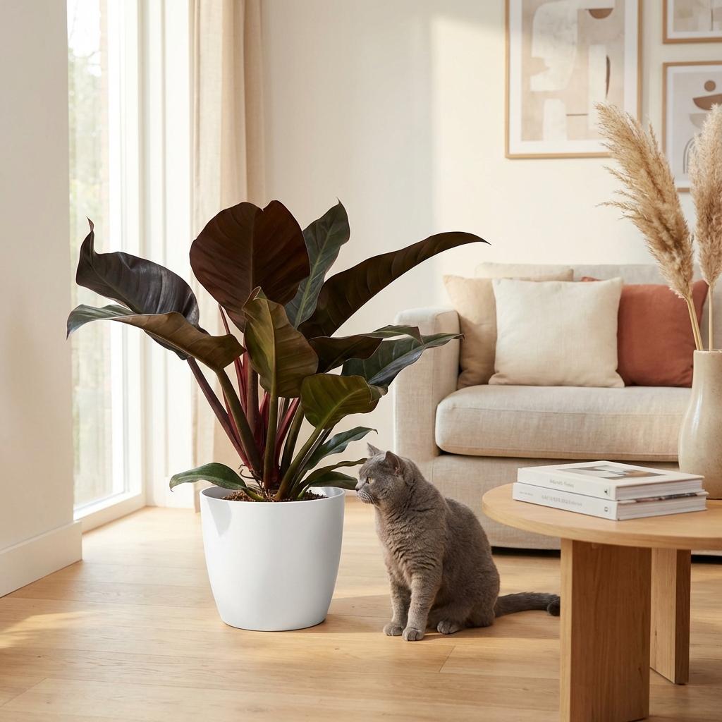 🌿 Philodendron ‘Imperial Red’ | Rode Blikvanger met Witte Pot