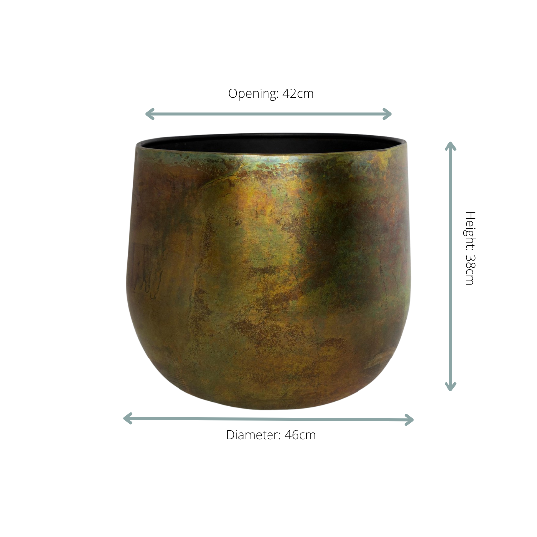 🪴 Pot Elisa Vintage Green – Luxe Design Bloempot met Vintage Groene Afwerking | D46 x H38 cm