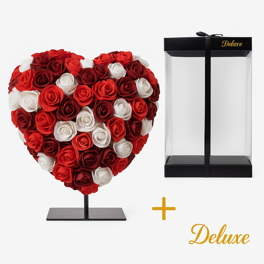 ❤️ Hart DELUXE op Standaard – Rood, Bordeaux & Wit | Luxe Cadeau