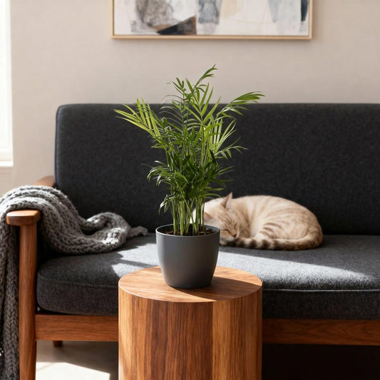🌿 Chamaedorea elegans | Goudpalm met Grijze Pot (4 Stuks)