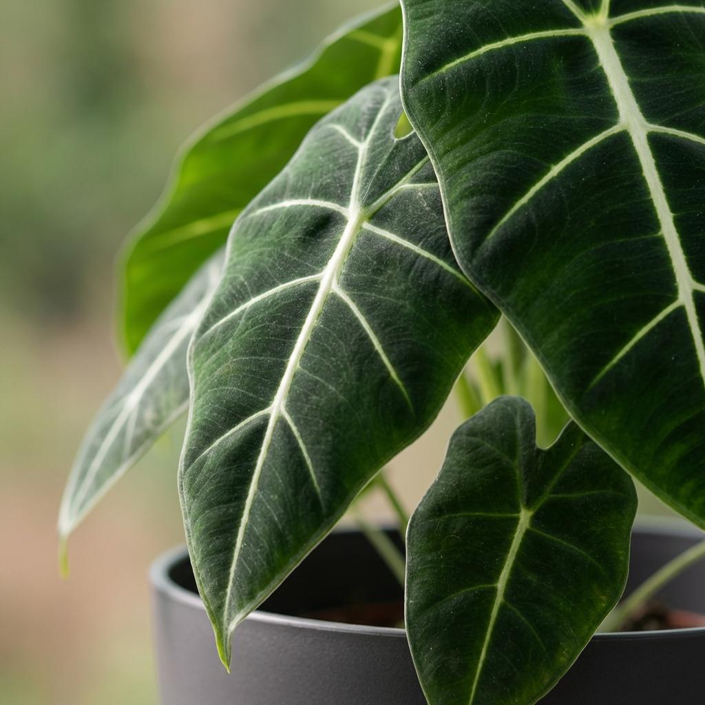 🌿 Alocasia Frydek – met Grijze Pot