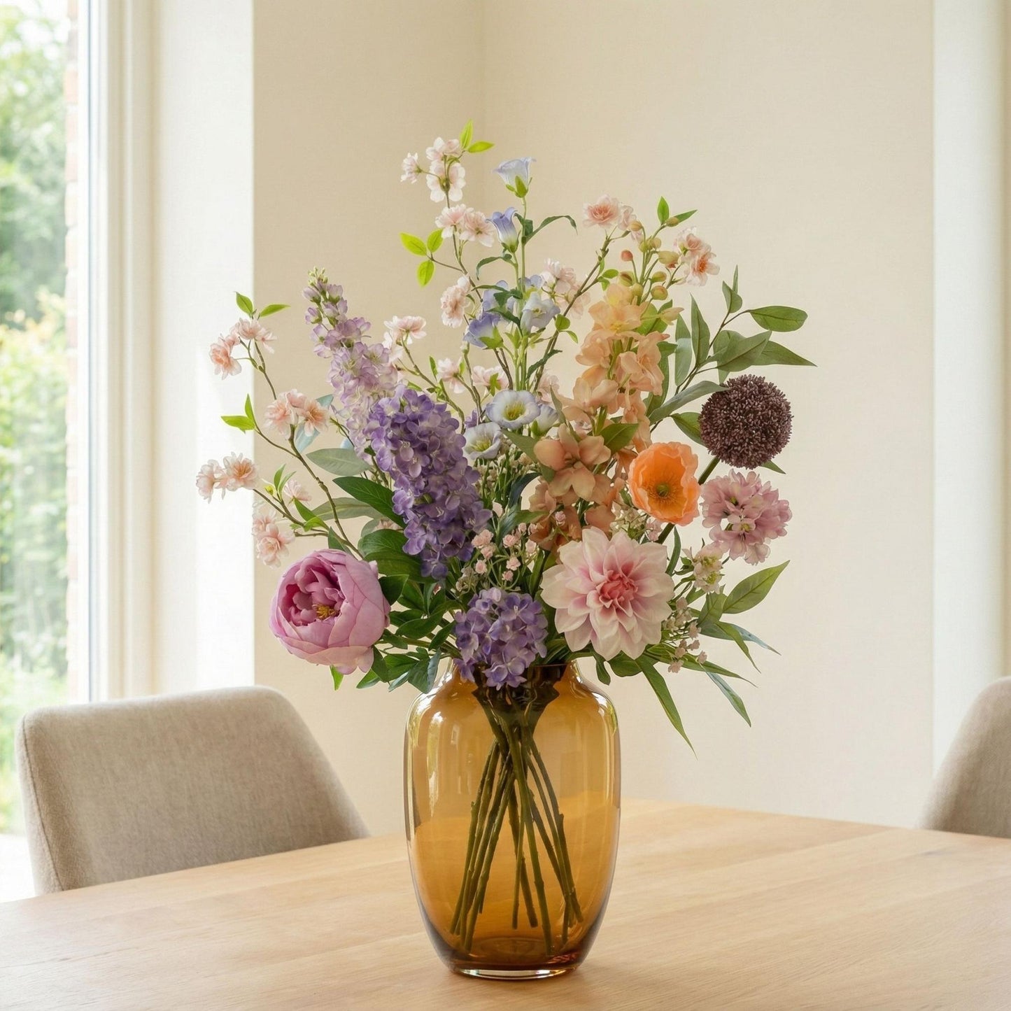 🌸 Pastel Meadow Deluxe – Real Touch Kunstboeket (100 cm)