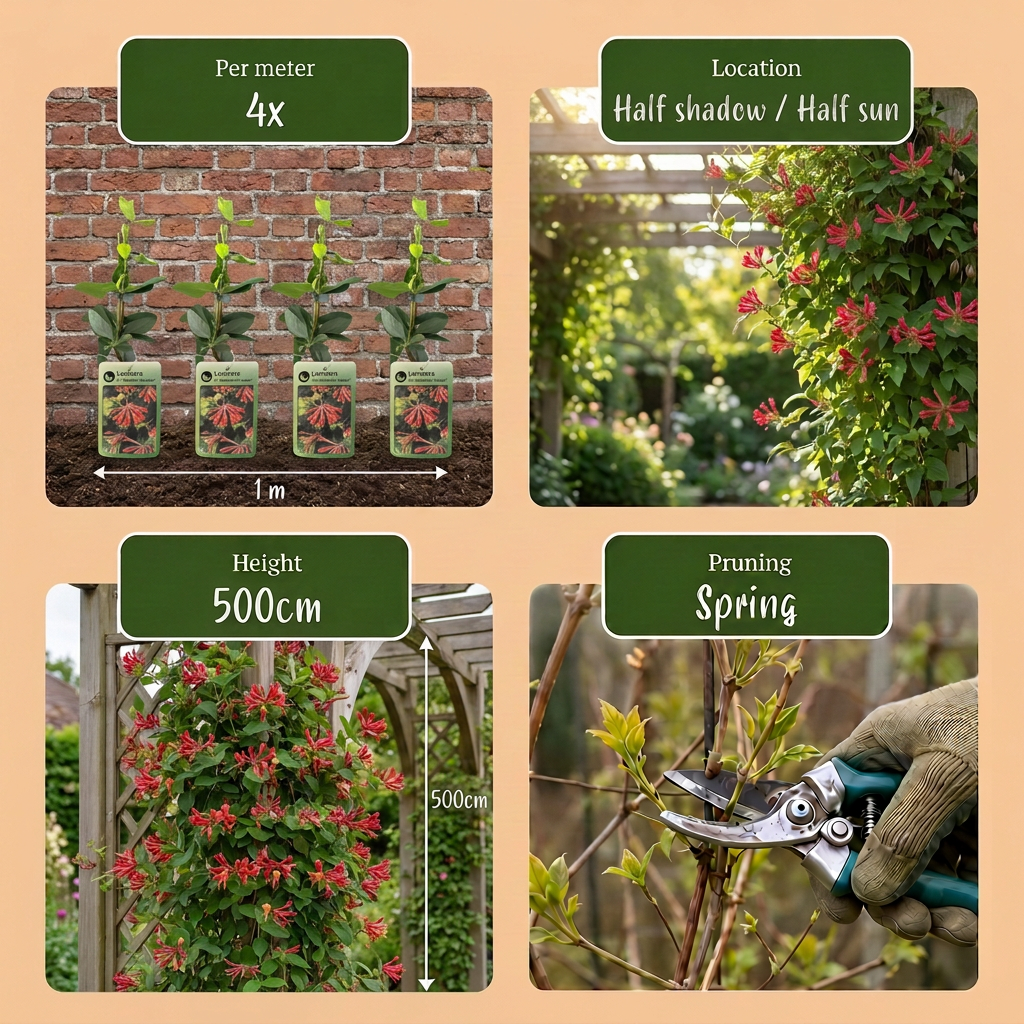 🌺 Lonicera × brownii ‘Dropmore Scarlet’ – Kamperfoelie – Rood-oranje klimplant