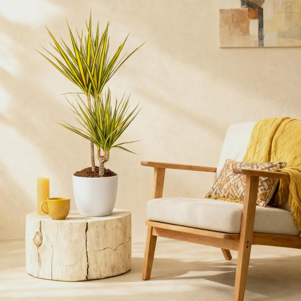 🌿 Dracaena Sunray – Drakenbloedboom met Witte Pot | Sterke Kamerplant
