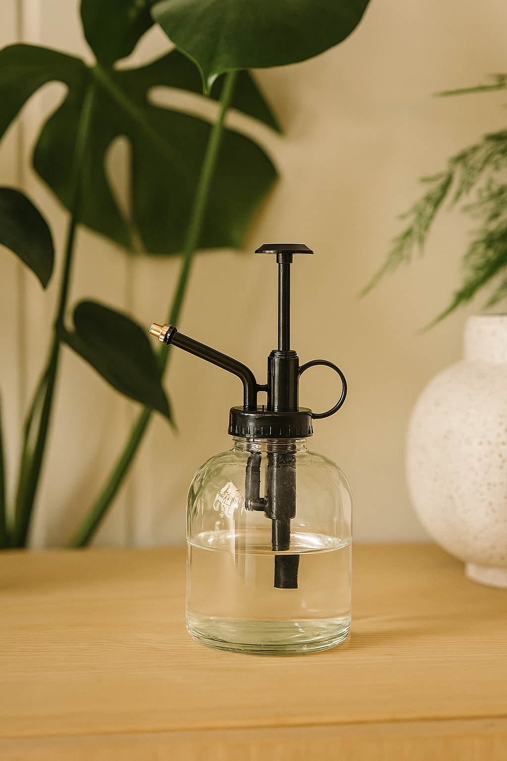 Plantenspuit 💧 | Glas Helder met Zwart – 300 ml