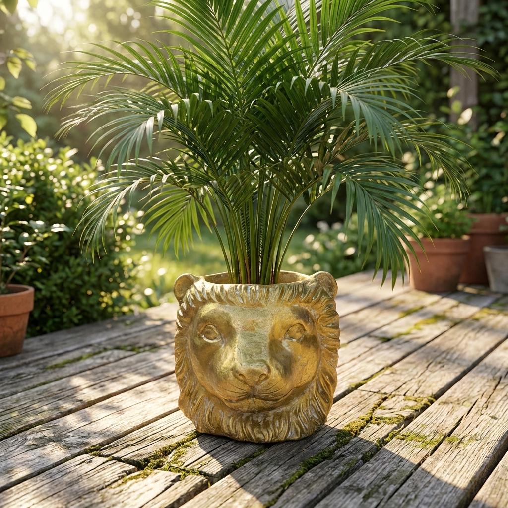🌿 Planter Leeuw Goud – Keramische Bloempot Ø 11/13 cm
