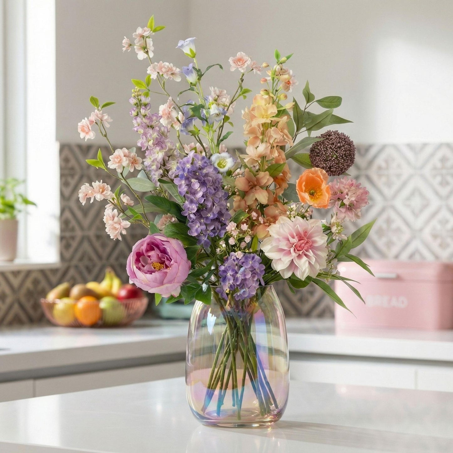 🌸 Pastel Meadow Deluxe – Real Touch Kunstboeket (100 cm)