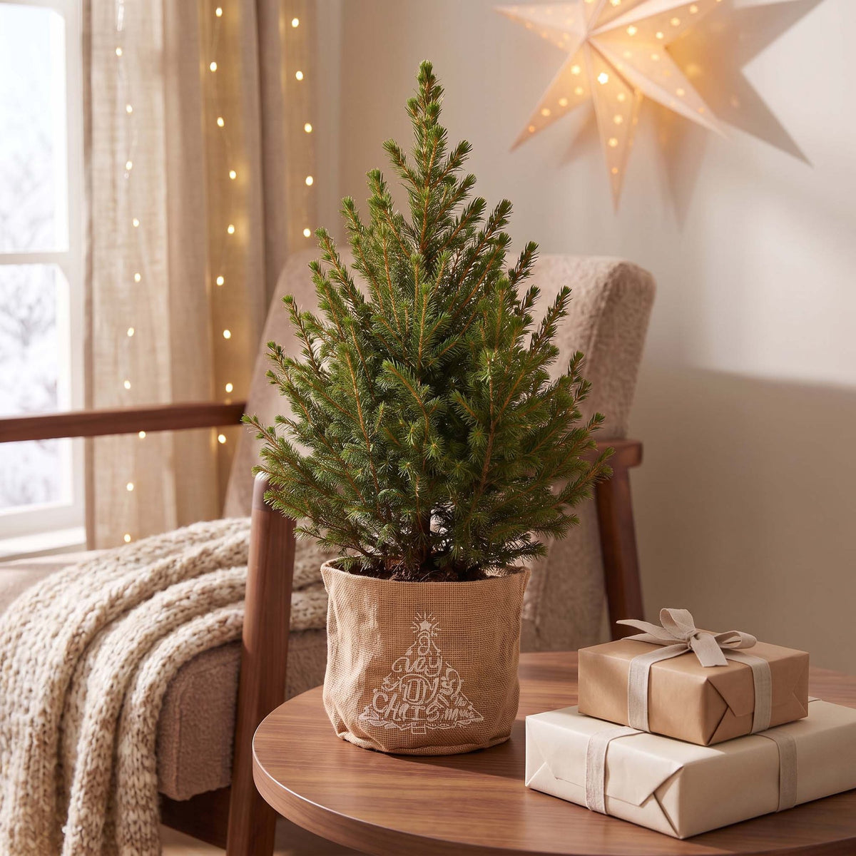 🎄 Picea glauca ‘Conica’ – Groene kegelspar met jute zak